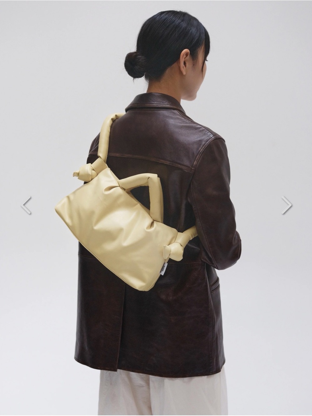 Soft Knot Handle Shoulder Bag in Pale Yellow